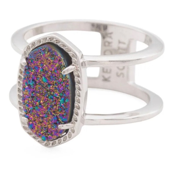 Kendra Scott Elyse Silver Ring Multi Drusy; Size 6; NWT; SOLD OUT @ Kendra Scott - Picture 2 of 8